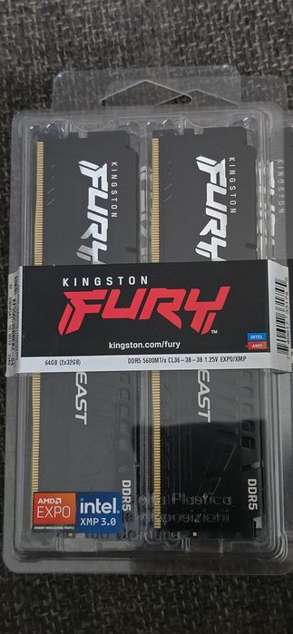 Memorie Ram 64Gb Ddr5 5600 cl36 noi sigilati 2x32gb