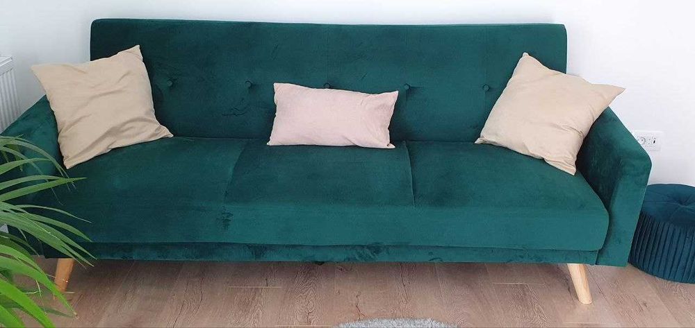 Canapea extensibila catifea verde