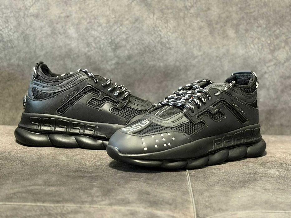 Adidasi VERSACE Chain Reaction Black - Produs Nou - Full Box, Unisex