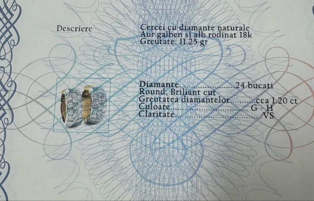 Cercei Aur 18k cu Diamante 1.20CT, pret fix