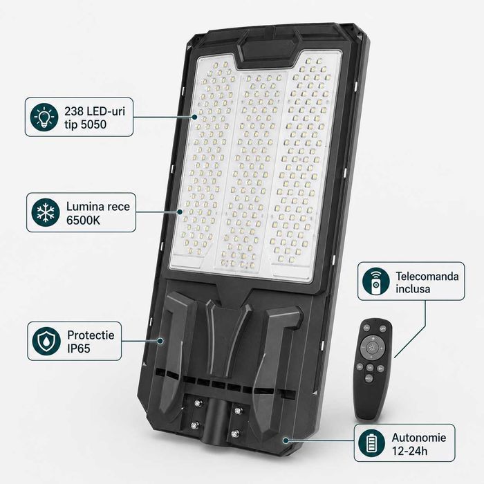 Lampa stradala solara LED Hayami KL25-293 6500K IP65