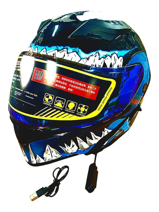 Каска №3896-2 BL/M Модулна Bluetooth мотоциклетна каска