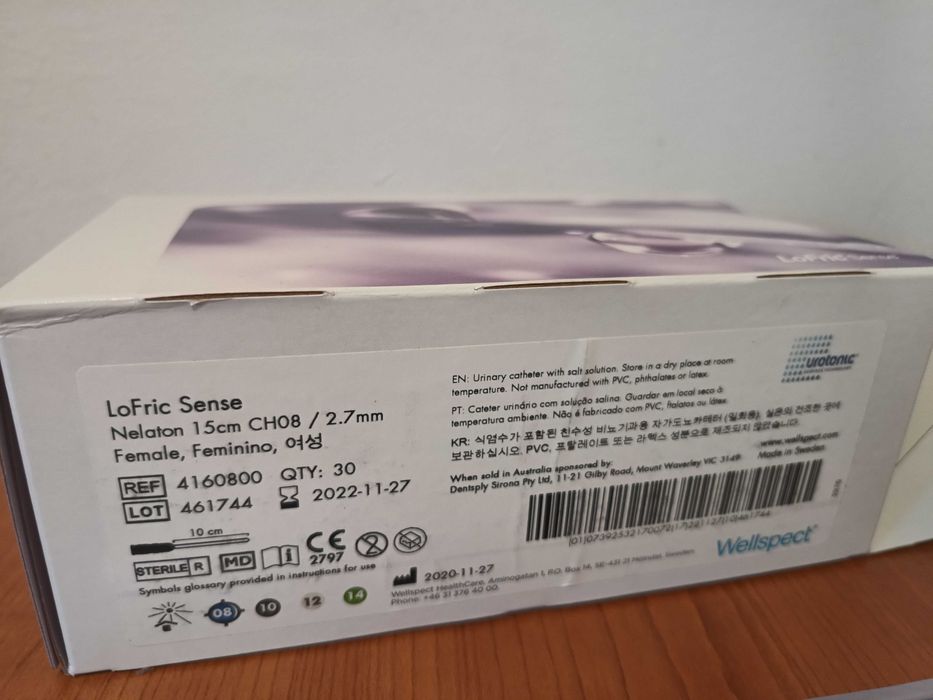 300 Catetere Urinare cuGel LoFric Sense,Lungi. 15 cm ,CH08+40 cm/CH12