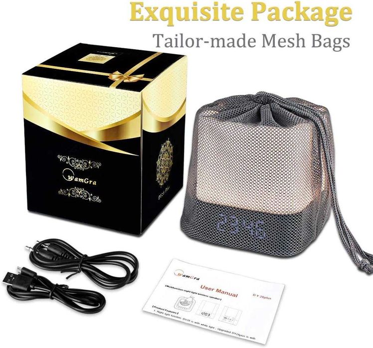 Нощна лампа WamGra Bluetooth високоговорител, будилник и сензор