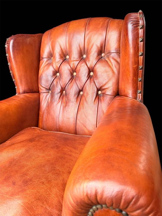 Оригинален кожен фотьойл TETRAD Chesterfield – Англия