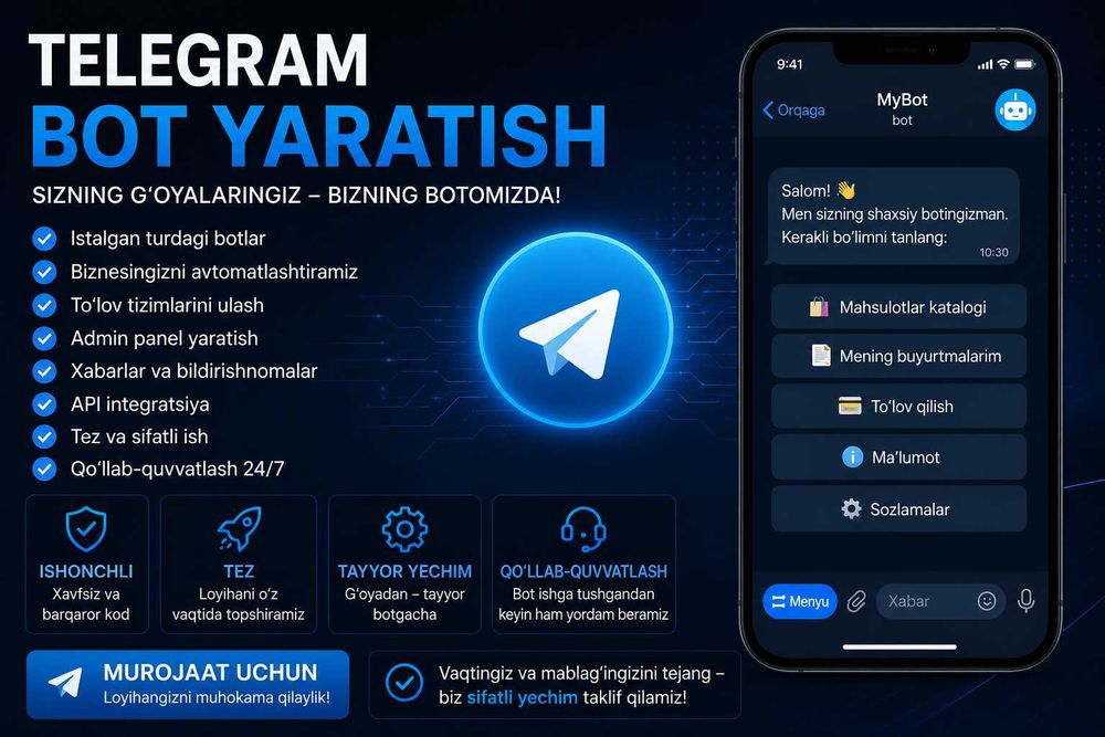 Telegram bot yaratish xizmati
