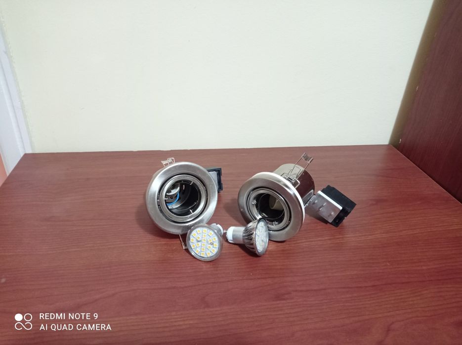 Осветителни тела -хромирани LED лампи,лунички,противопожарни за таван