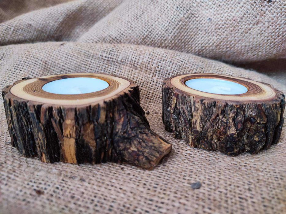 Дървени свещници ръчна изработка