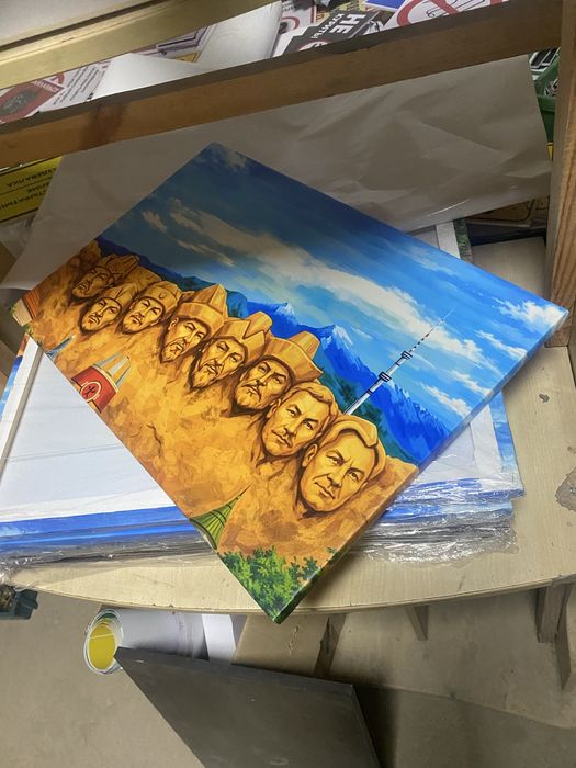 Холст с ханами и назарбаевым