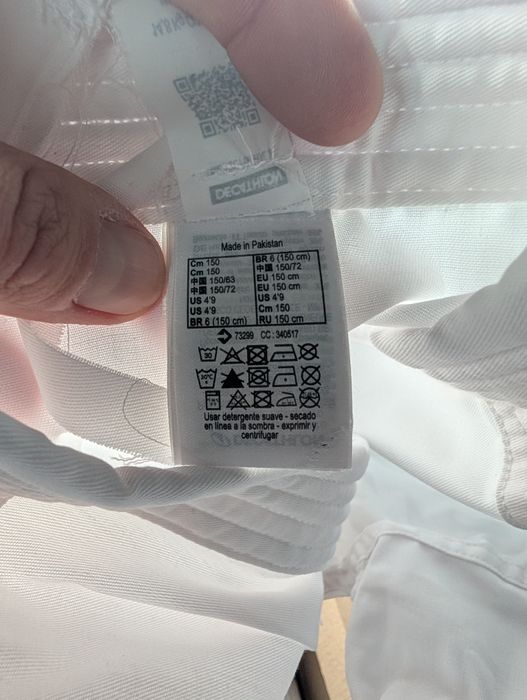 Bluza Kimono și centura alba, marimea 150, Decathlon