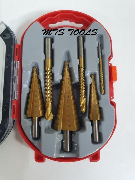 Set burghiu conic in trepte spiral perforator 6 piese