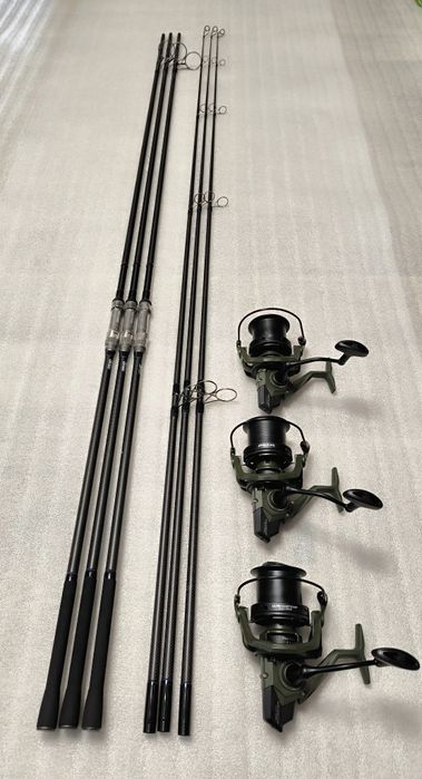 SET 3 Lansete FL FLX30 3.96M 4.0Lbs 2Seg + 3 Mulinete Pro FL FLX 14000