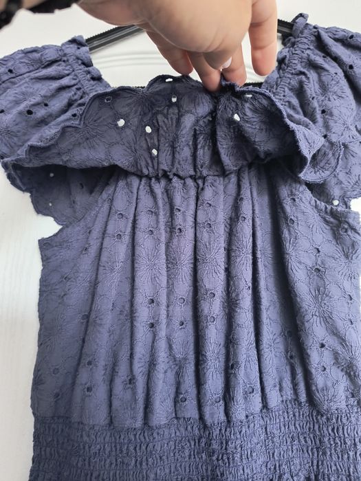 Rochie lungă bumbac broderie englezească