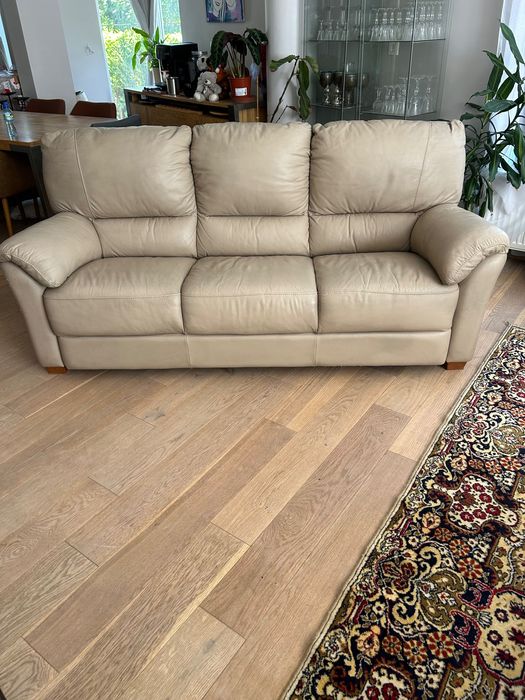 Кожен диван 2броя естествена кожа бежов