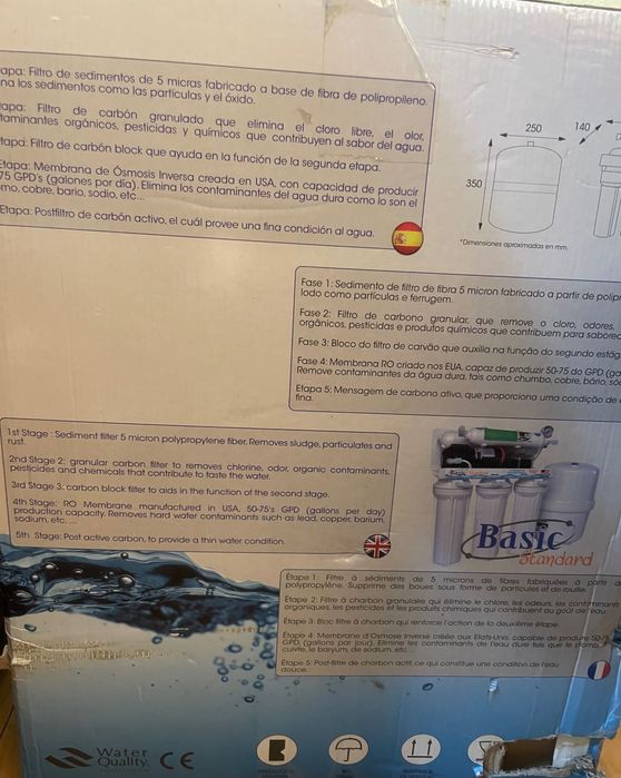 Filtru apă osmoza inversă 5 trepte Basic Standard , NOU,  75 GPD