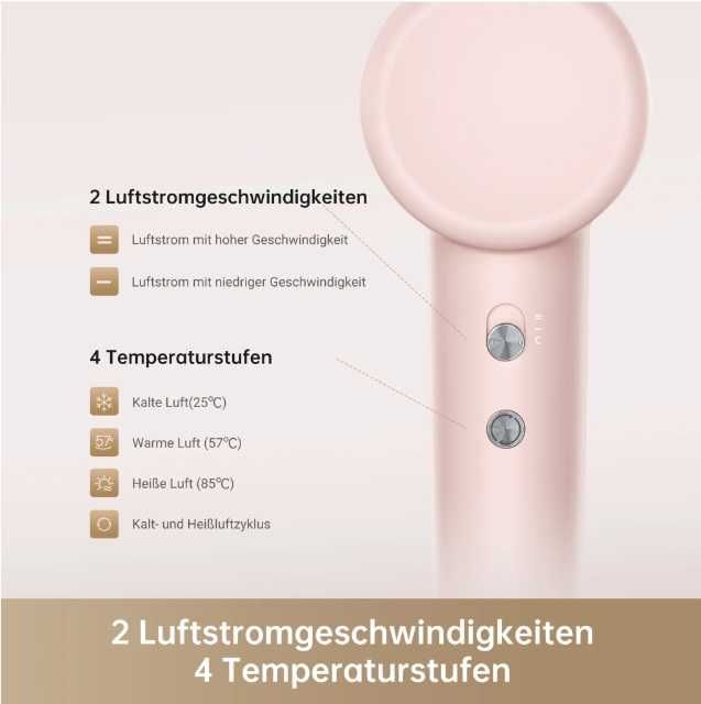 Ултразвуков сешоар за коса Dreame Gleam розов