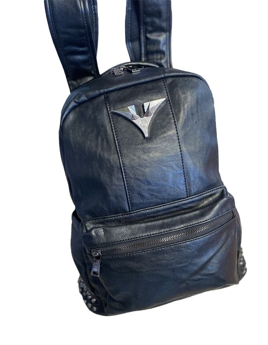 Кожена раница Унисекс с капси в стил Pp Plein