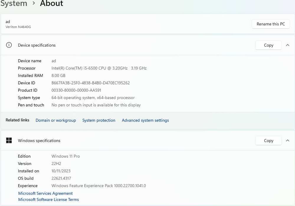 Acer Veriton N4640G – i5 / 8GB RAM / SSD / Windows 11 Pro