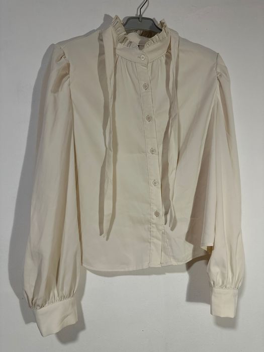 Set două cămăși-bluze, elegante, cu funda,bleumarin+alb, S(38)