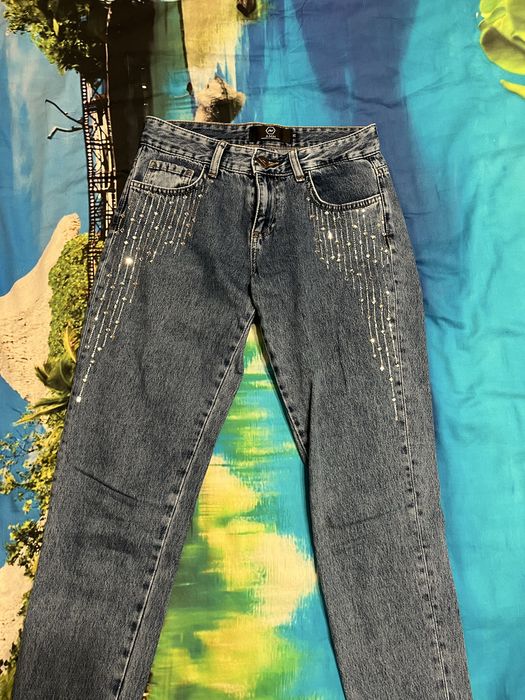 Дънки със сребърни камъни