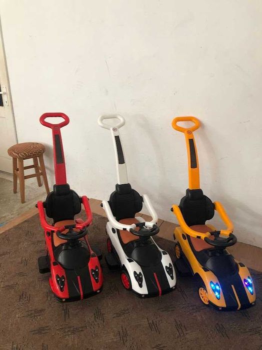 Masinuta copii si bebe, 3in1, cu melodii, maner de impins pentru parinti, bara de protectie, design modern si copertina