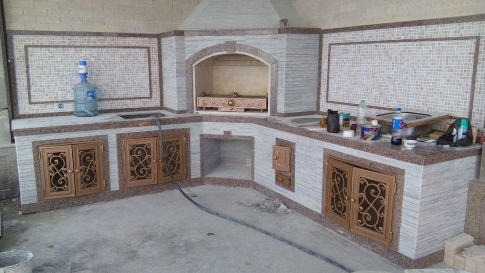 Летняя кухни в национальном стиле строительство и облицовка