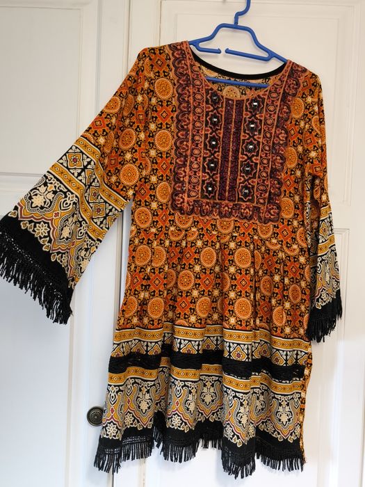 Rochie etno/boho/șic, cu mânecă lunga, mărimea 38