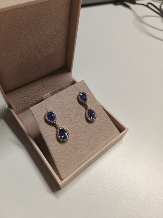 Cercei cu diamante și tanzanite