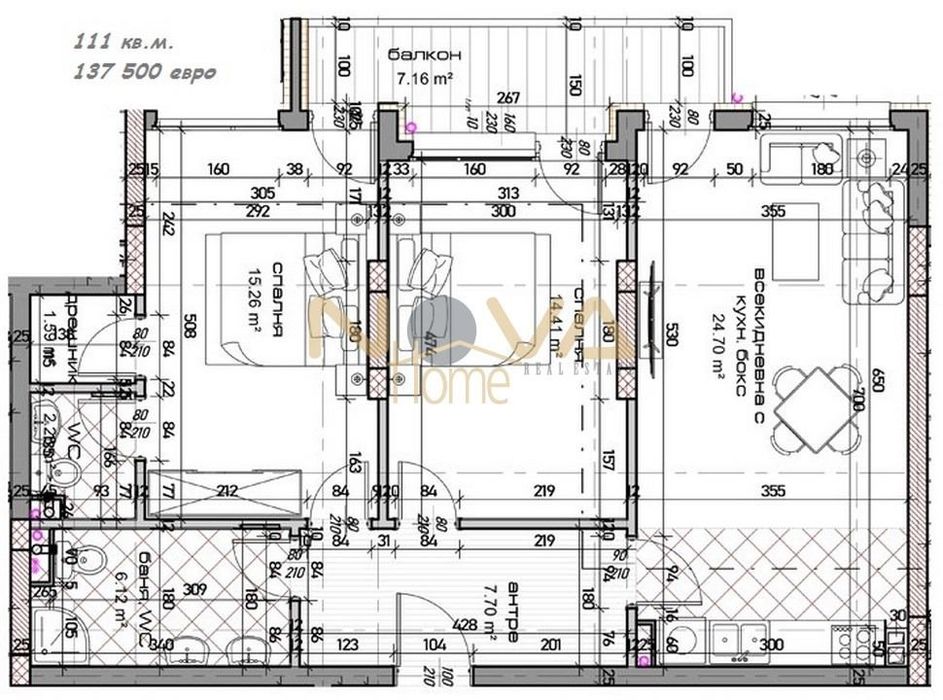 Продава се Двустаен апартамент в Варна, Младост 1 - 69 кв.м за 798 €/кв.м - Снимка #8