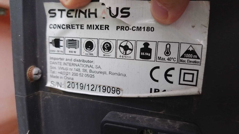Betonieră 180L Steinhaus PRO-CM180 – funcțională, stare bună