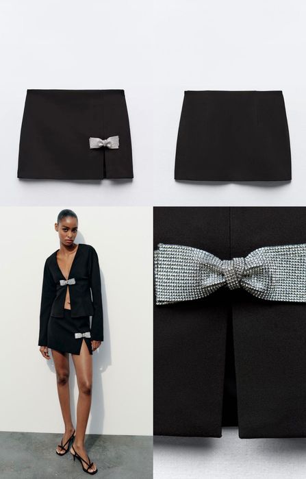 Бяла рокля тип сако Vero Moda размер М, Zara къса черна пола S размер