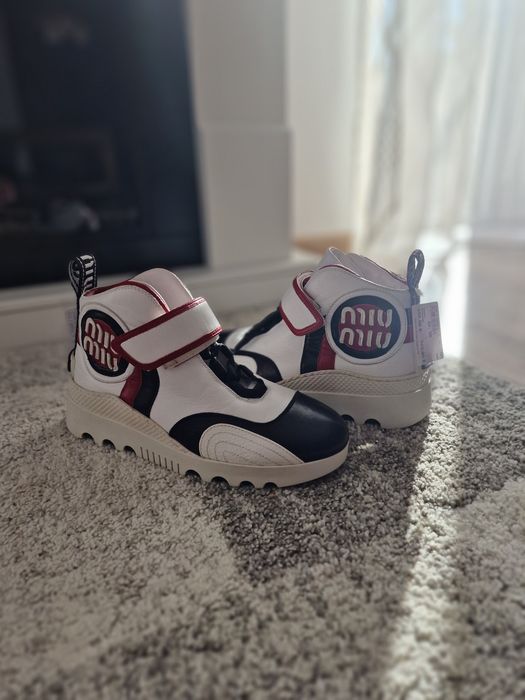 Miu Miu Leather High-Top Sneakers