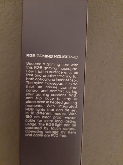 Vand mousepad RGB marime M/L nou, sigilat