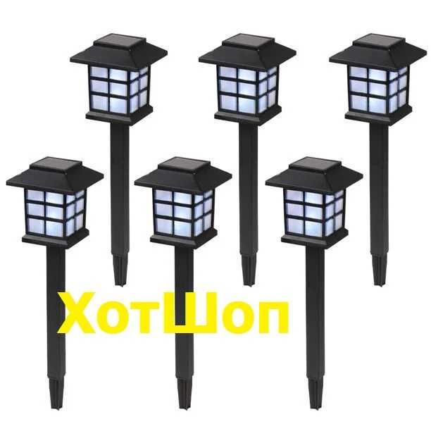 Комплект от 6 броя соларни LED лампи с форма на къщичка за двор и градина