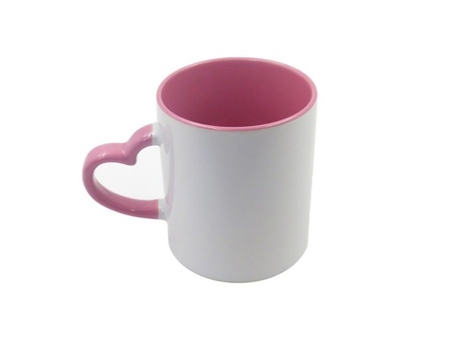 Чаши за Сублимация-Цветна вътрешност и дръжка СЪРЦЕ