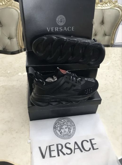 Adidasi Versace chain reaction alb si negru