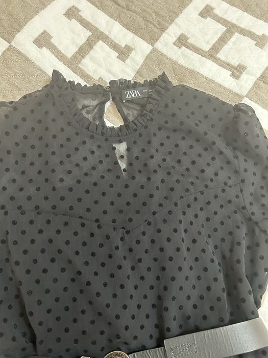Платье Zara, черное в горошек