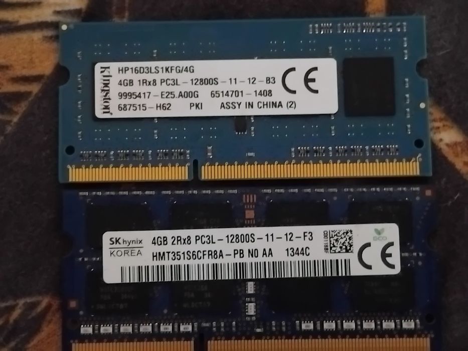 : Kit Memorie RAM Laptop 8GB DDR3L 1600MHz (2x4GB) Kingston + SK hynix