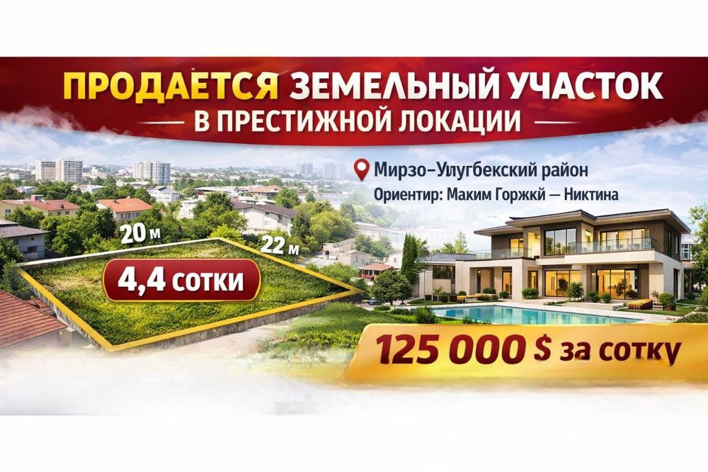 Никитина, Максим Горкий, элитная махалля продается земельный участок