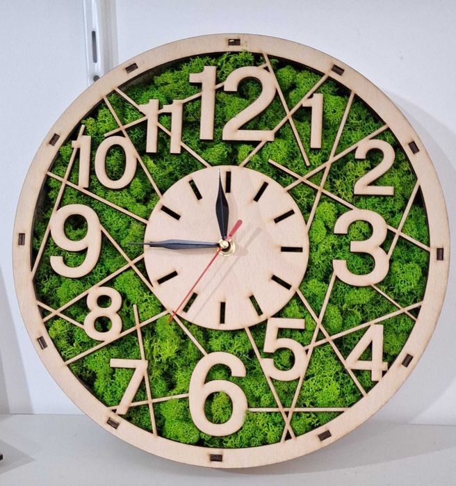 Vand ceasuri de perete 3D lemn stratificat Fag, 33 cm, model modern