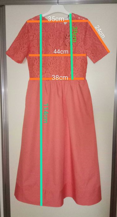 Rochie ASOS PETITE, dantela, ocazii/birou, mar.38, roz pal, NOUA.