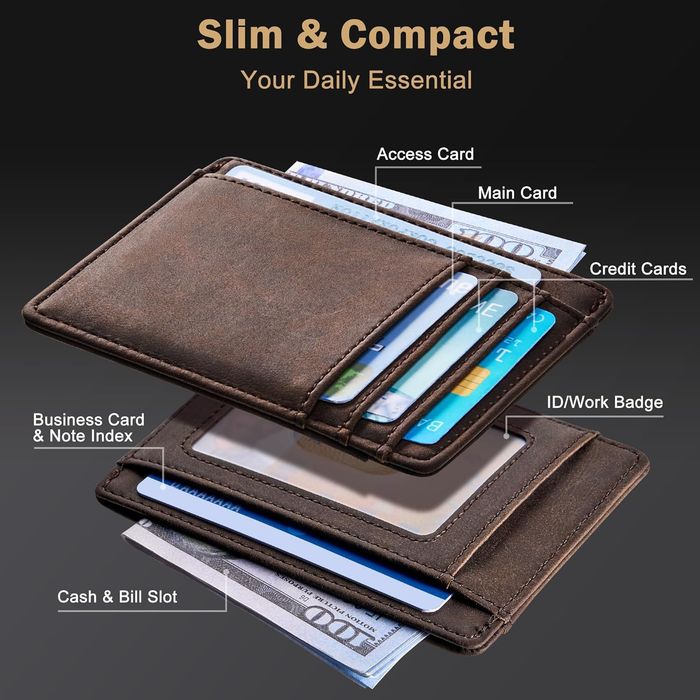 Portofel piele, slim , RFID , perfect pentru noul buletin !!
