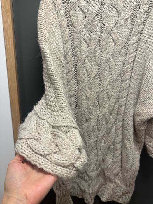 Cardigan lung tricotat, culoare bej, mărime S-M, Alise