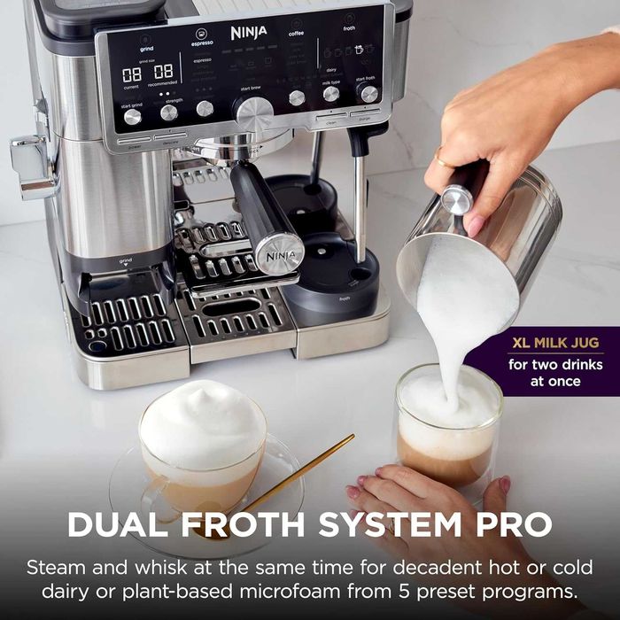 НОВИ!!! Полуавтоматична еспресо машина 3in1 Ninja Luxe Cafe Pro ES701, 1650W, Cold Brew, Barista Assist, Вградена мелачка с 25 степени