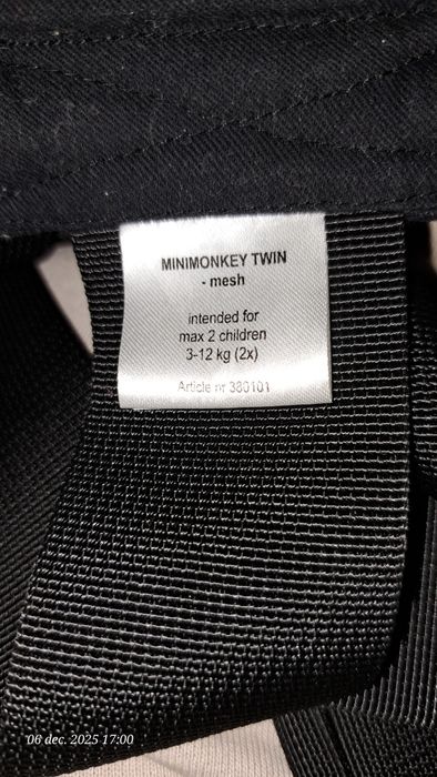 Marsupiu gemeni minimonkey 3-12 kg x 2 copii