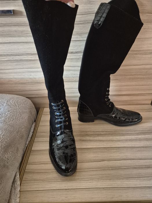 Лачени ботуши с естествен велур носени няколко пъти