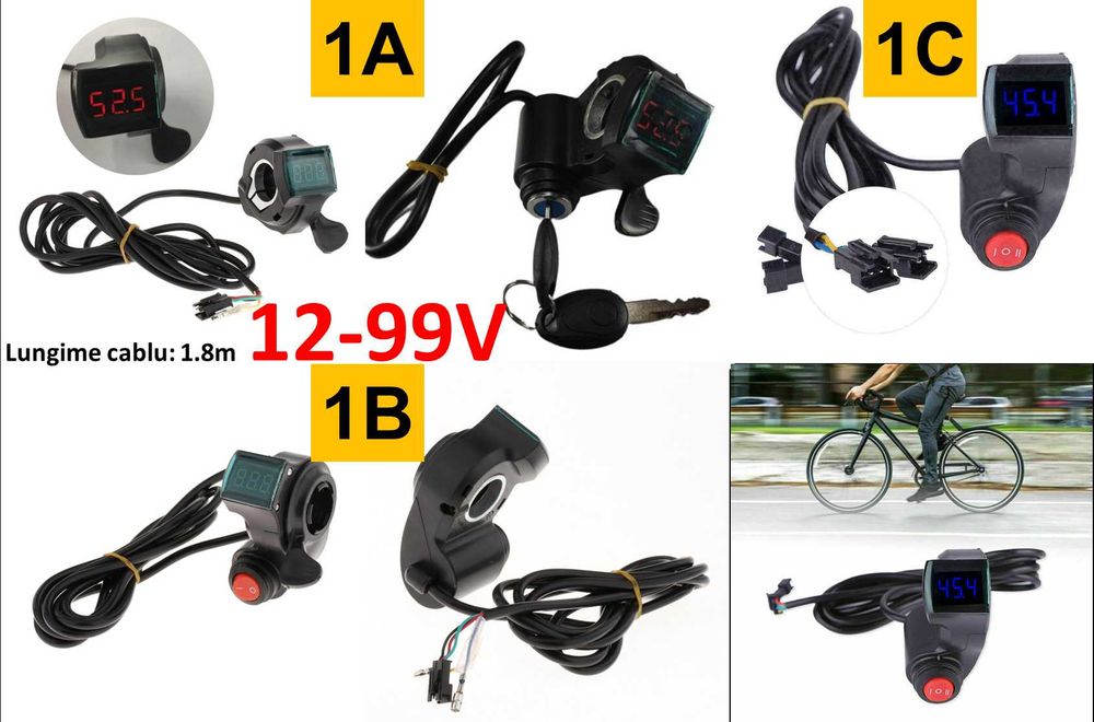 Acceleratie bicicleta electrica cu display 12-99V. Noi ambalate!