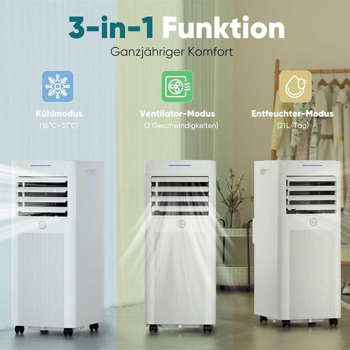 Мобилен климатик 9000 BTU с дистанционно и 3-в-1 функции