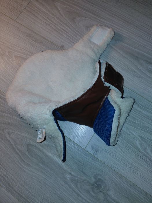 Haină pentru câini  Romeo, albastru turcoaz și imitație piele, talie mica