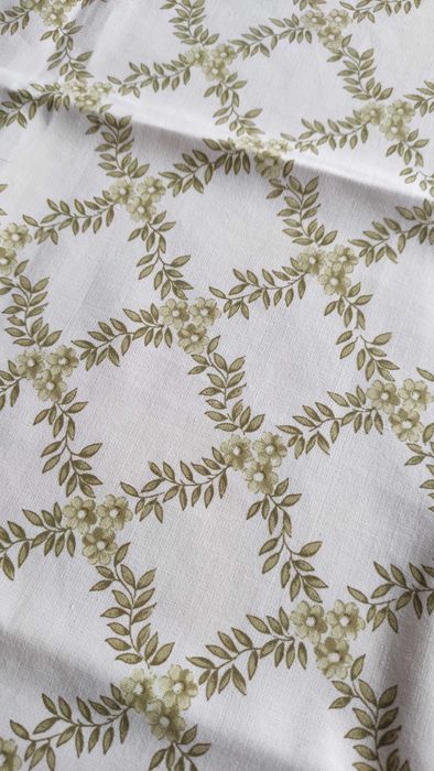 Памучна покривка/каре в зелено и бяло